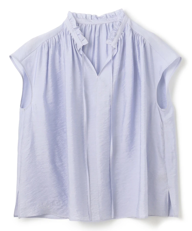 アンフィーロ　ヴィンテージシアー ギャザーブラウス　ライトブルー