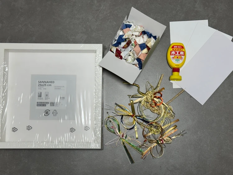 ご祝儀袋アート ご祝儀袋リメイクアートボード ご祝儀袋折り紙アート 水引アート