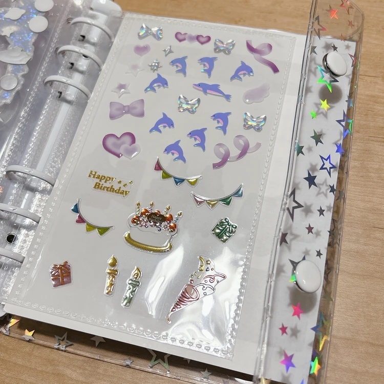 誕生日、イルカ、リボンのシール