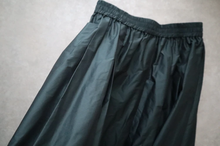 MICA　＆　DEAL　マイカ　ディール　タックギャザーメモリースカート　GREEN　光沢　上品　主役　スカート