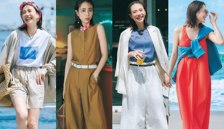 【大人のための水際服18選】街でもリゾートでも活躍する撥水ワンピース、パンツ、アウター、水着が真夏のおしゃれに大活躍！