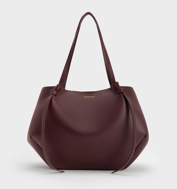 チャールズ＆キース　カルラ キャンバストートバッグ　ワインベリーレッド