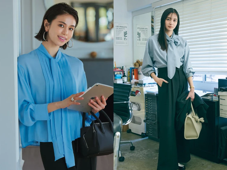 【最旬】 ボウタイブラウス・シャツコーデ14選。 オフィスカジュアルに“ボウタイ”が注目!