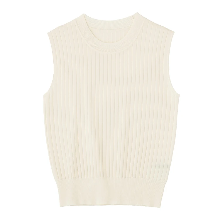 イェッカ ヴェッカ　【マシンウォッシャブル】ノースリーブリブニット　オフホワイト