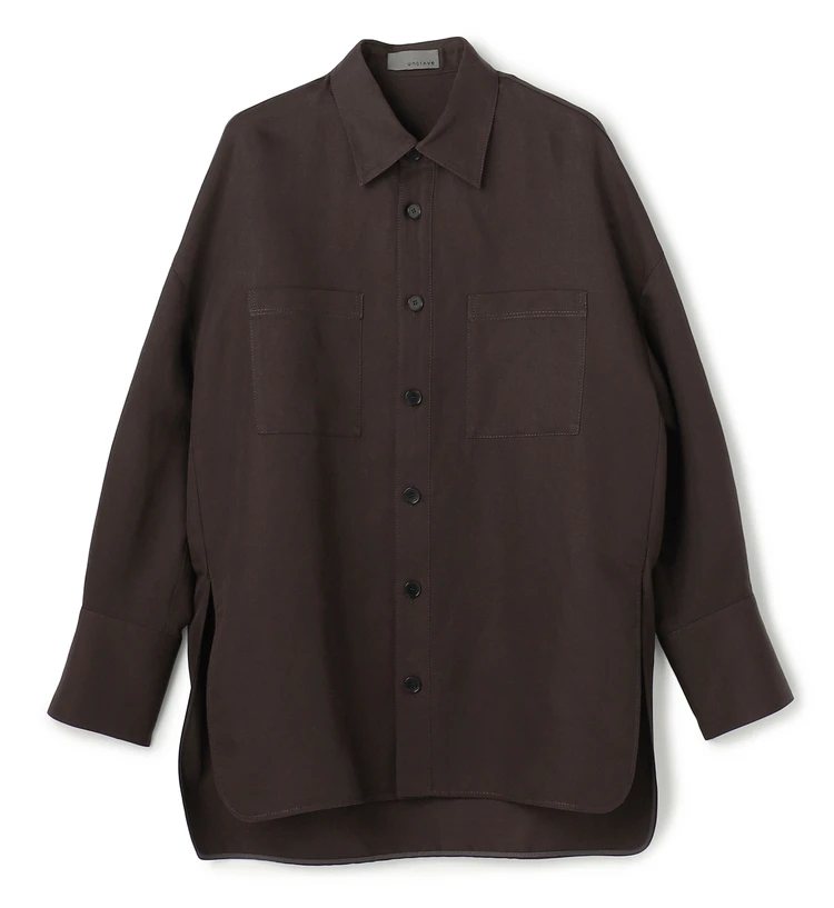 アンクレイヴ　リヨセルライトリネン BIGシャツ　#035ダークブラウン