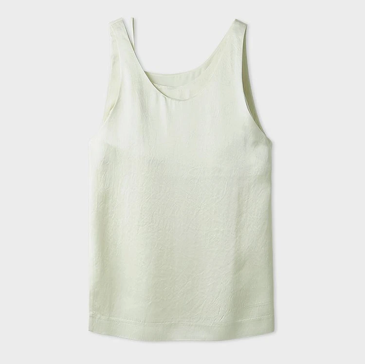 ミースロエ　サテンレイヤードノースリTOPS　アイボリー