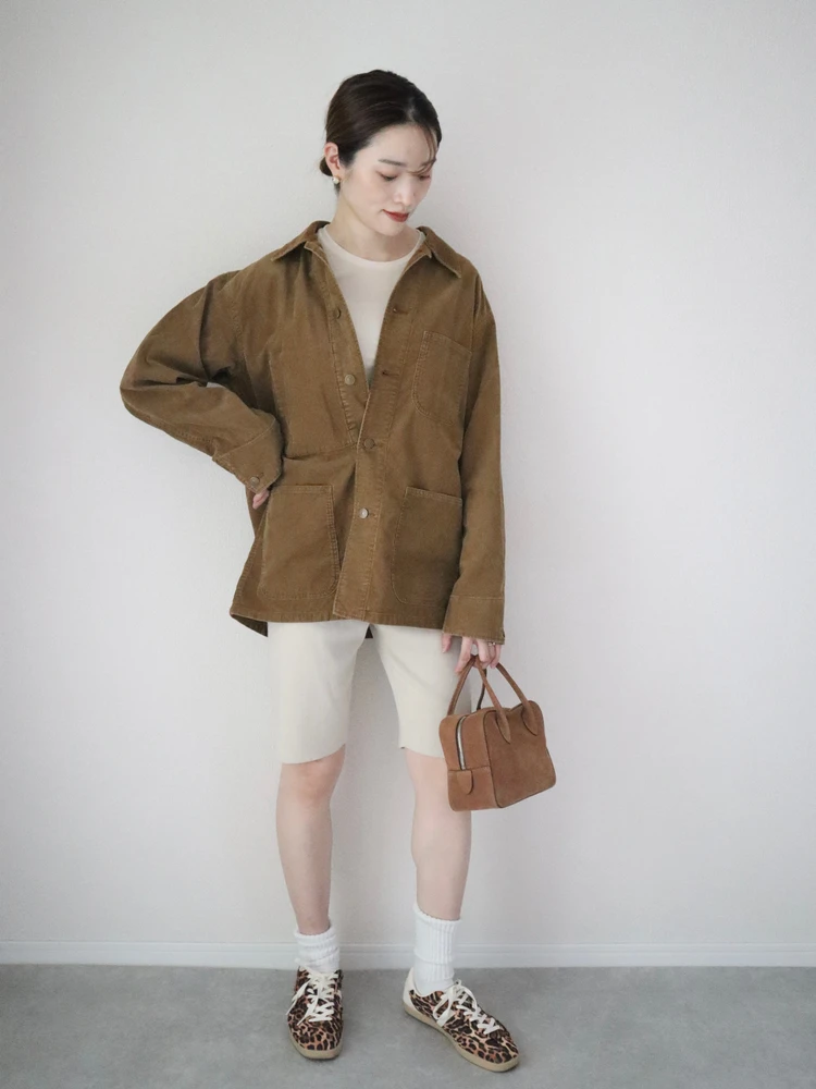 ユニクロ UNIQLO メンズ MEN コーデュロイジャケット ブラウン トレンド カラー 休日 コーデ 30代 ママ 高身長 カジュアル