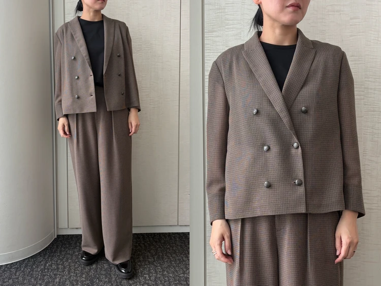 【COMME ÇA（コムサ）】新作の「シアーチェックジャケット」をライターが試着レビュー！軽やかな透け感で今っぽい#BAILA読む試着室