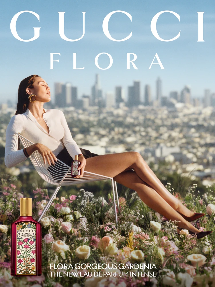 グッチ フローラ ゴージャス ガーデニア オードパルファム インテンス 広告ビジュアル