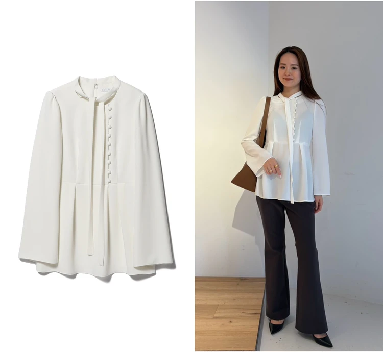 コラム　　サテンペプラムブラウス　コラージュ写真