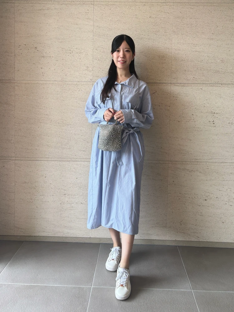 【UNIQLO : C 2026年秋新作】コットンスタンドカラーワンピース|157cmの着回し3選_3