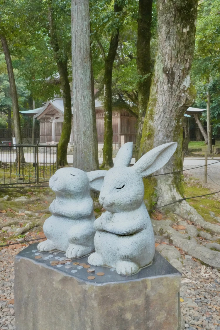 かわいいうさぎのオブジェも 出雲大社