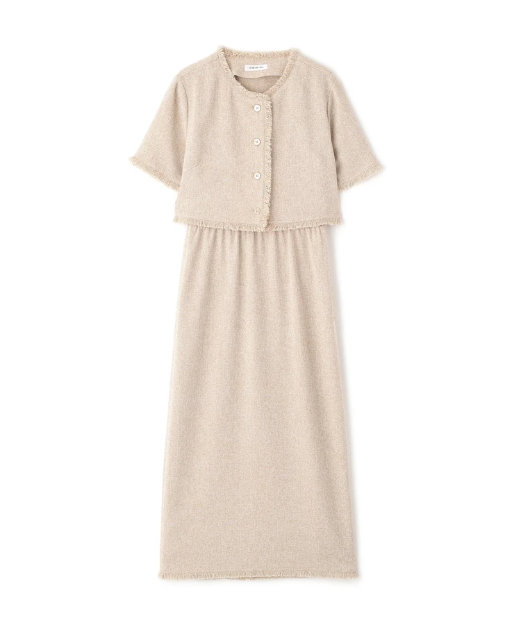 ナチュラルビューティーベーシック　ツイードジャケット＆ナローワンピース　￥17996