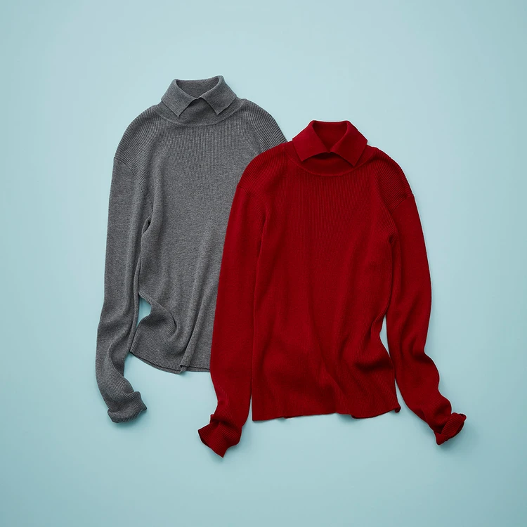 ワンポイントタートルニット