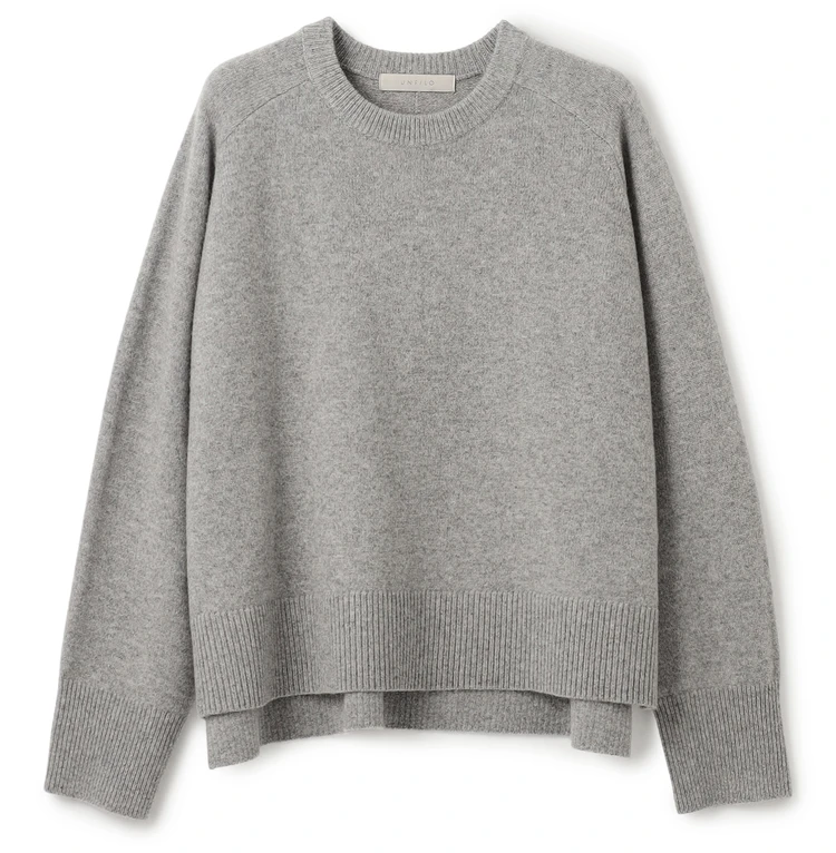 アンフィーロ　【洗える】カシミヤブレンド クルーネックニット　グレー