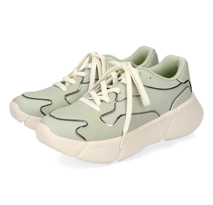 ORTR　メタリックライン厚底スニーカー　グリーン