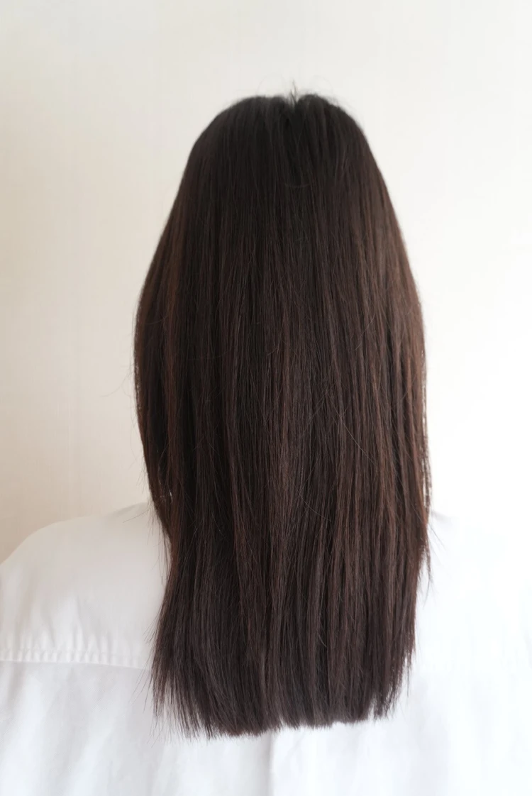 レイヤー入りミディアムのストレートヘアを下ろした後ろ姿