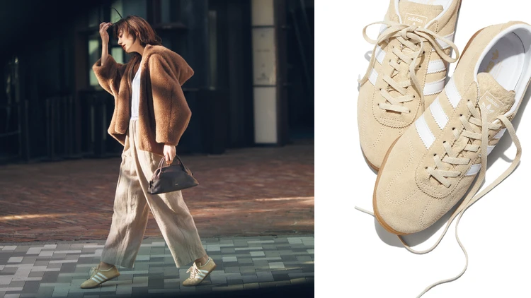 今冬のトレンド・「アディダス オリジナルス」の薄底スニーカー、きれいめにどう合わせる？