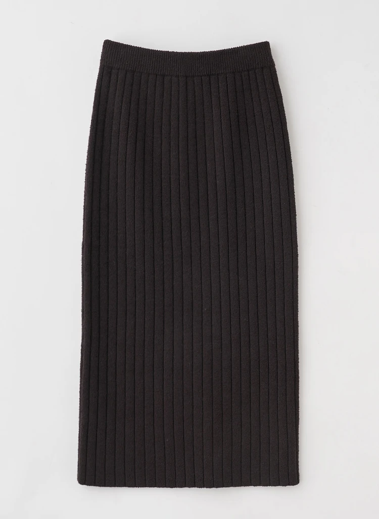 ルーニィ ブークレニットタイトスカート ブラウン