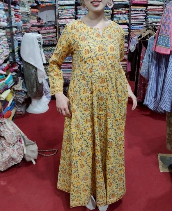 インド　ジャイプール　The Fabric Craft　ブロックプリント　オーダーメイド　ワンピース