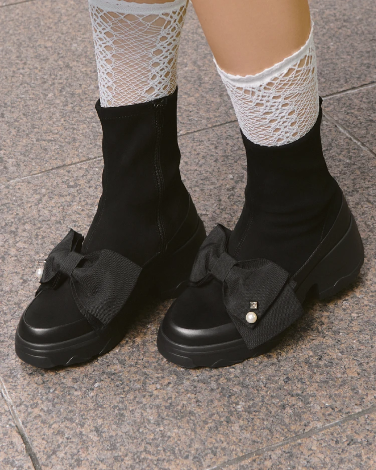 Big Ribbon Short Boots　２色展開