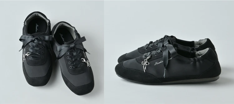 スカートと好相性。大人可愛い「ホーキンススポーツ」のバレエスニーカー【きれいめ服に似合う黒スニーカー】