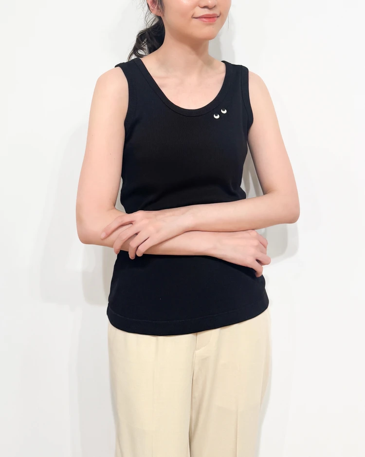 ユニクロ　アニヤ　ハインドマーチ　タンクトップ　3XL　リブ　黒　グレー　目玉 ウィメンズ全型レポ】5/23発売！ユニクロ×アニヤハインドマーチ
