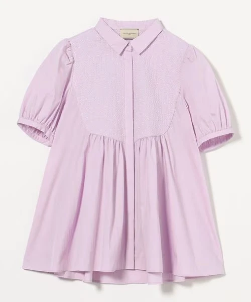 ユナイテッドアローズ　エンブロイダリー ショートスリーブ ブラウス　LIGHT PINK