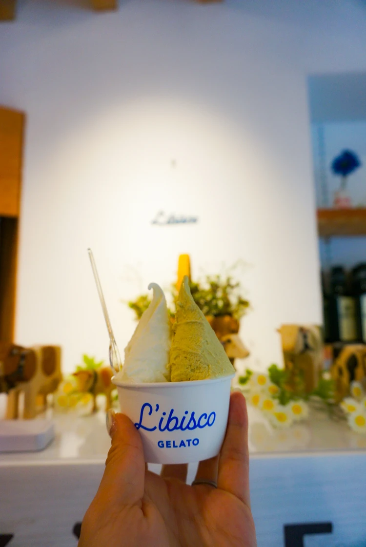 リビスコ　L'ibisco 軽井沢　ジェラート　ピスタチオ　オブセ牛乳