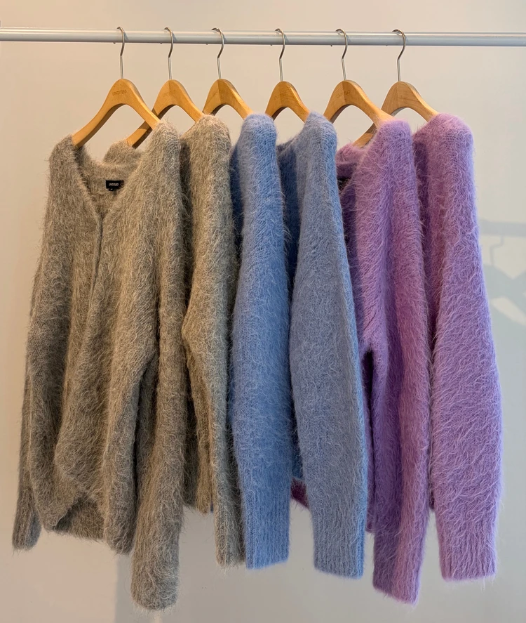 アンタイトル アルパカ混シャギー プルオーバー&カーディガン カラバリ