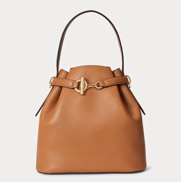 ローレン ラルフローレン　レザー ミディアム Blaike バケット バッグ　クラシック キャメル