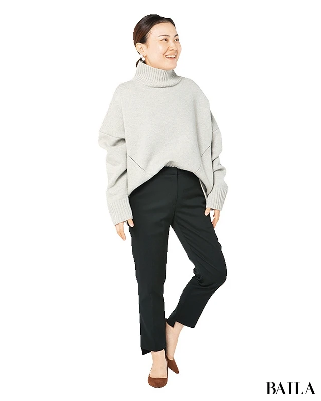 試着検証！ゆるニット＋Iラインボトムを小さいさんが着てみた！