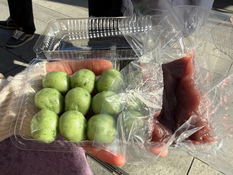 西新井大師参道沿いの田口屋菓子舗で購入した草だんご