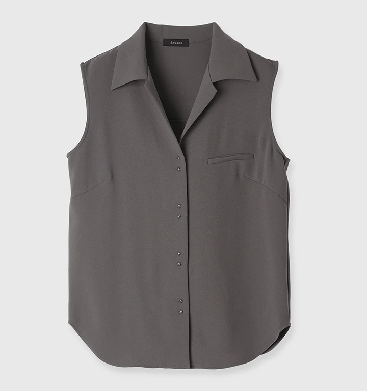 アニュアンス ダブルサテンオープンカラーブラウス GREY