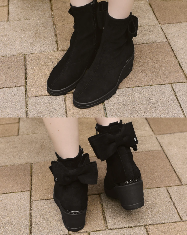 Back Ribbon Short Boots　黒のみ