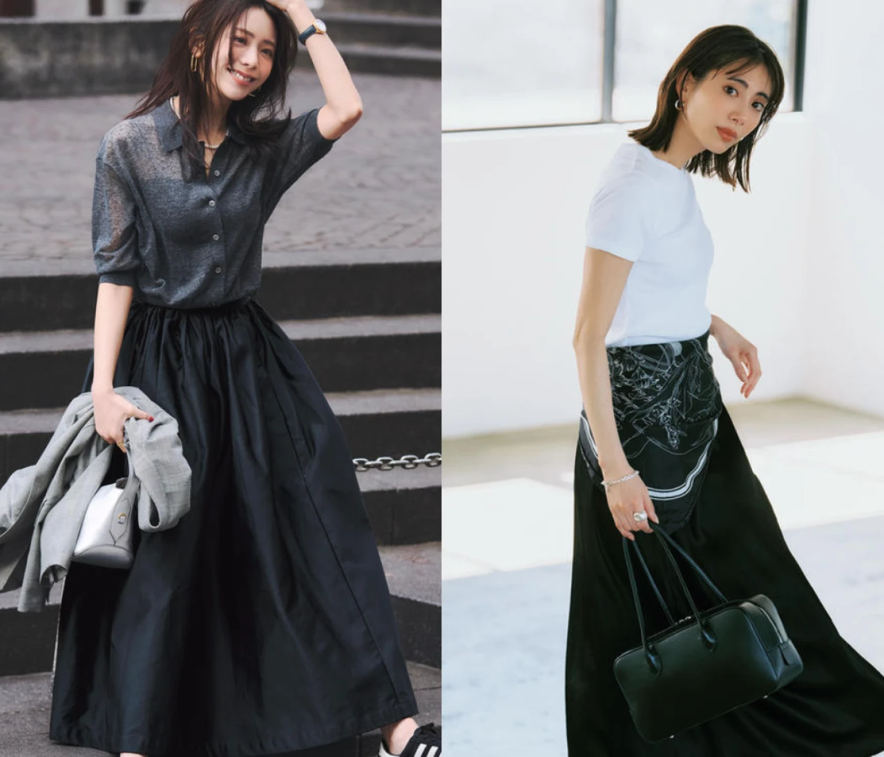 大人女子「黒スカートコーデ」20選。オールシーズン使えるアイテムだからこそ夏から秋にぴったりな着こなしを