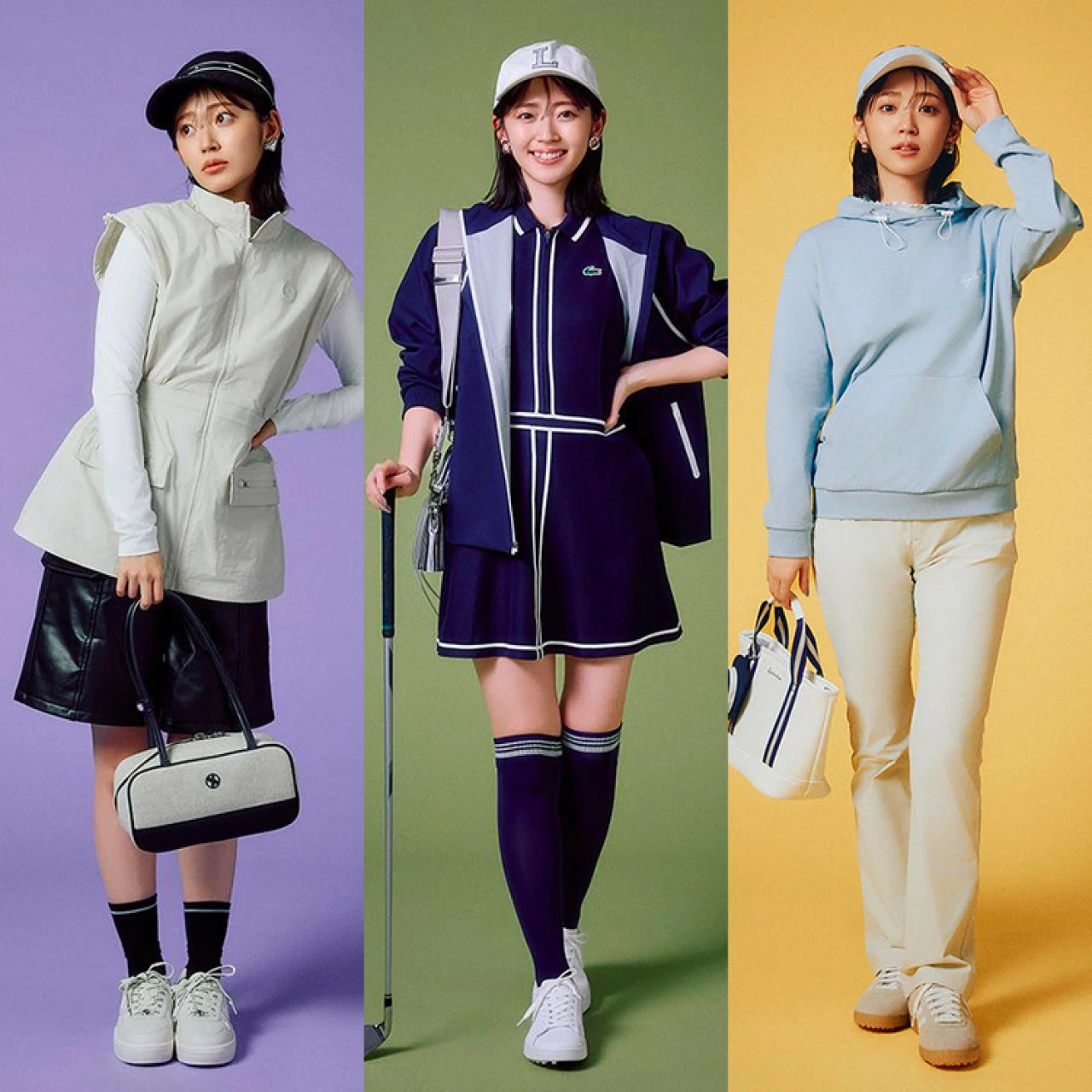 鈴木愛理さんが着こなす【30代のための洒落感ゴルフスタイル19コーデ】ゼクシィミックス、ニューエラ、テーラーメイド、ラコステ、アディダスから厳選！