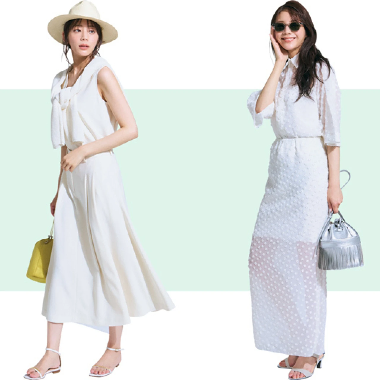 【秒でサマ見えする夏向きスカートセットアップ】細見え必至！洒落感抜群セットアップのホワイトコーデ