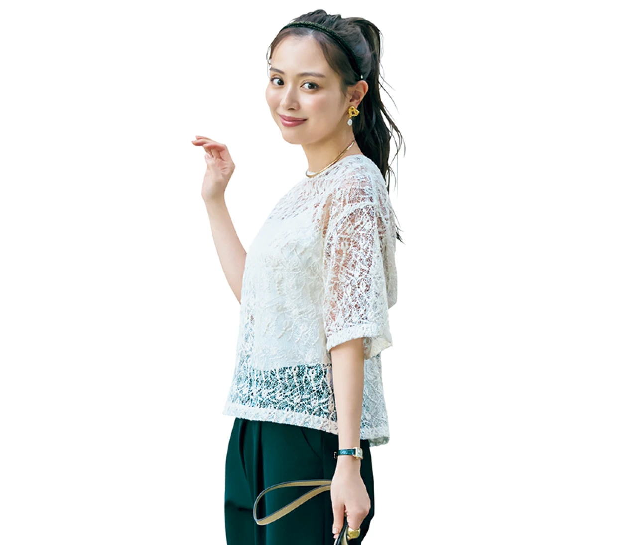 予想最高気温33℃／華やぎつつ、清涼感も。夏の主役はレーストップス【BAILA今日のコーデ】