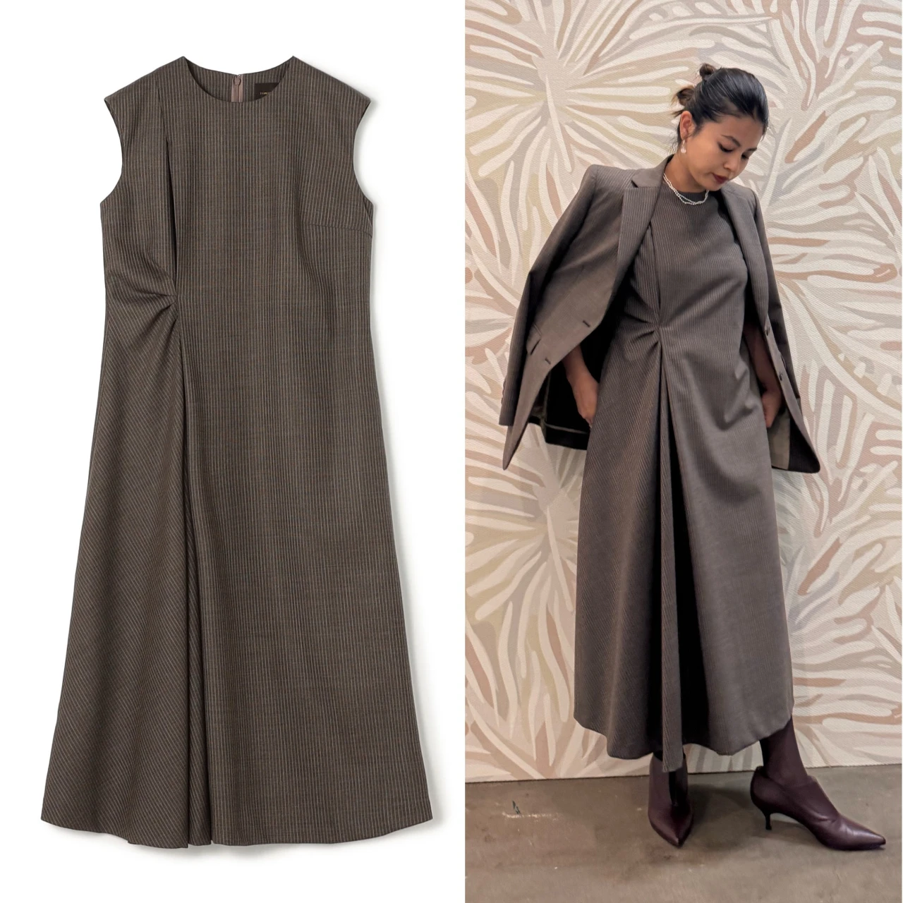 シンプルなのにおしゃれ!【トゥモローランド コレクション】の「シングルトラックストライプ ワンピース」が登壇シーンに最適!|好印象が狙える“最旬”登壇服 Vol.26