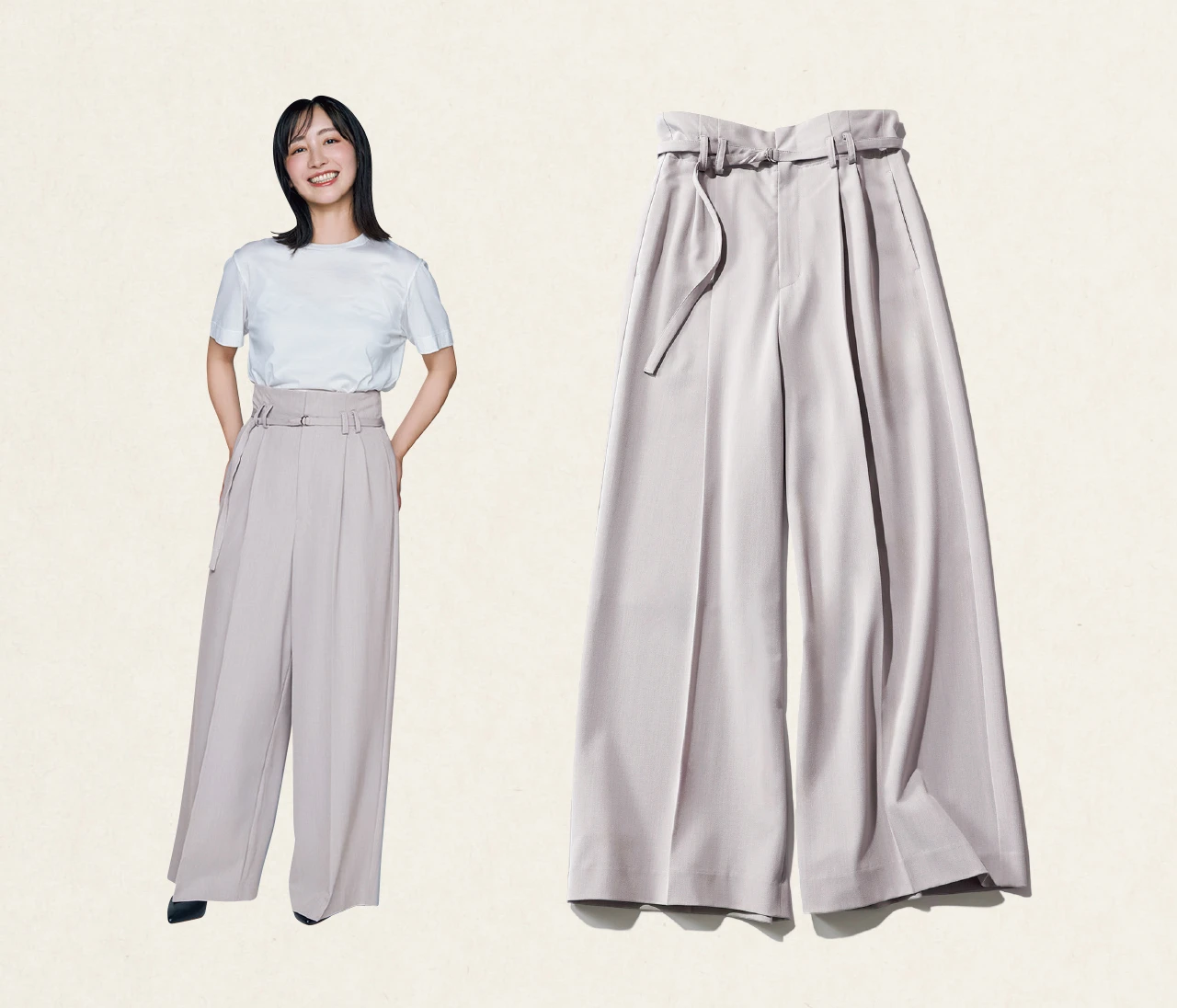 【骨格タイプ別・似合うワイドパンツ】ウェーブタイプはハイウエストパンツで重心を上げて