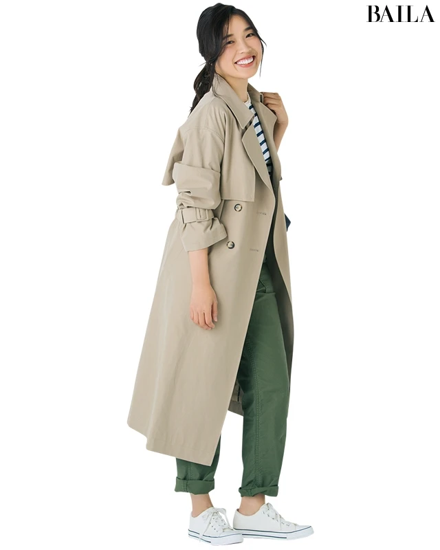 メリハリボディな【グラマーさん】もほっそりやせ見えが叶うトレンチコートとは?