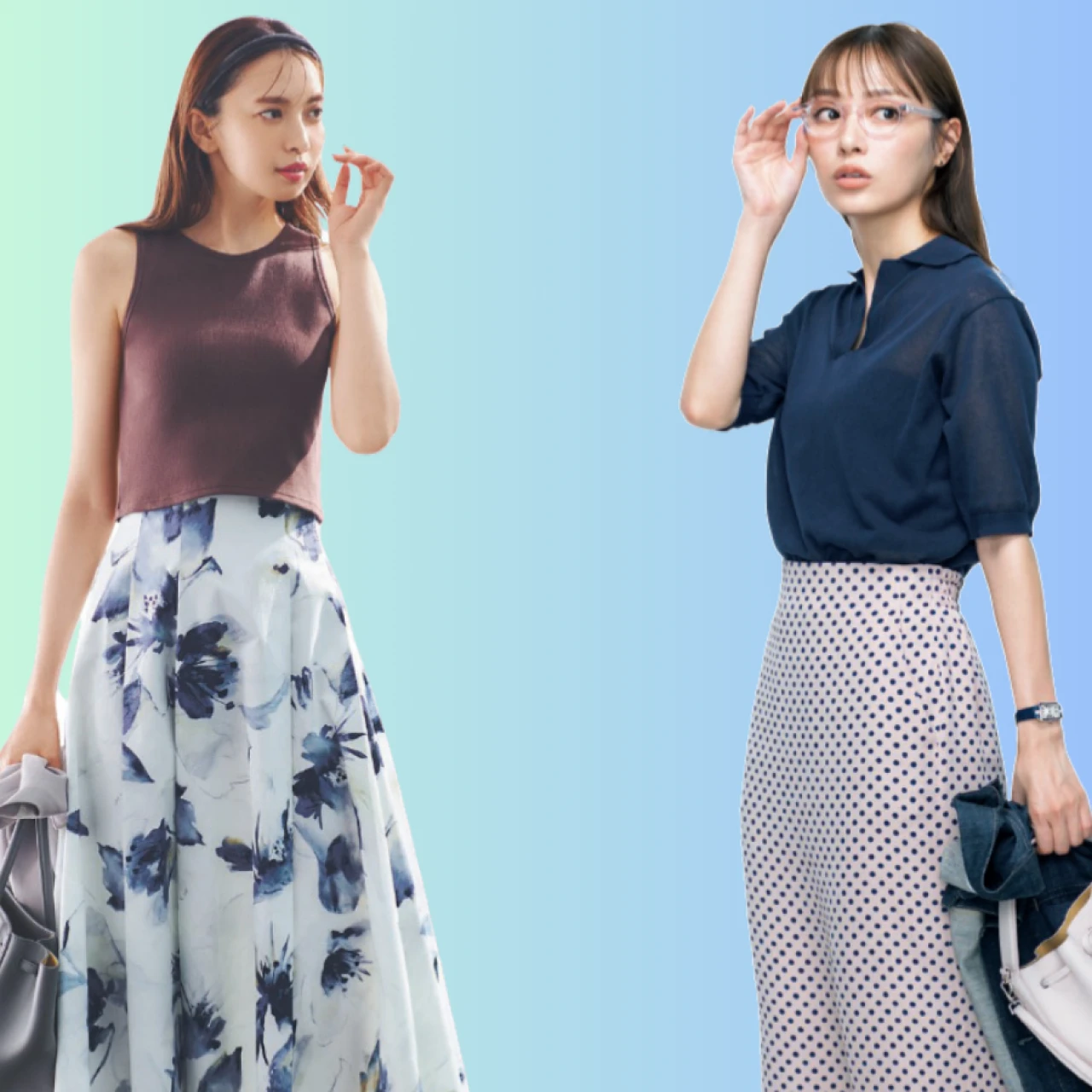 【30代40代】大人女子「柄スカートコーデ10選」 花柄・ドット柄…シンプルな着こなしに華やかさと奥行きを