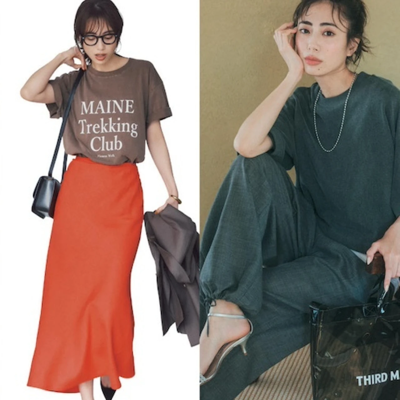 【30代 秋でも暑い日のTシャツコーデ5選】ダークトーンカラーを選んで秋らしさも◎