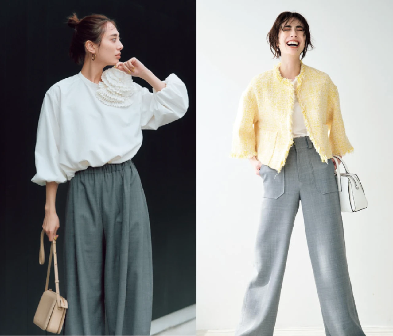【通勤に便利！グレーパンツ】大人女子グレーパンツコーデ30選！　スラックス、デニム、コットン…素材感で楽しめる働く大人女子マストのアイテム