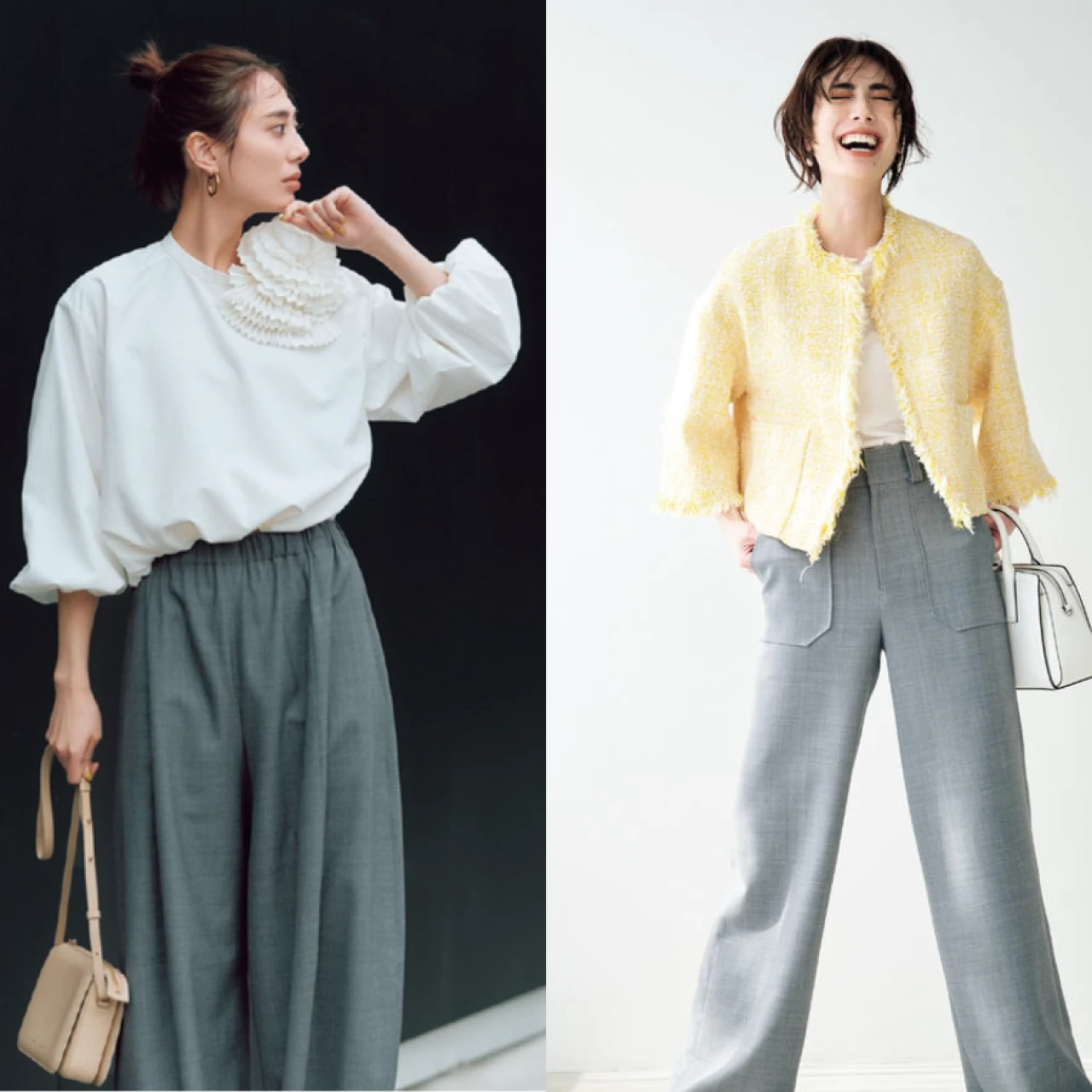 【通勤に便利！グレーパンツ】大人女子グレーパンツコーデ30選！　スラックス、デニム、コットン…素材感で楽しめる働く大人女子マストのアイテム