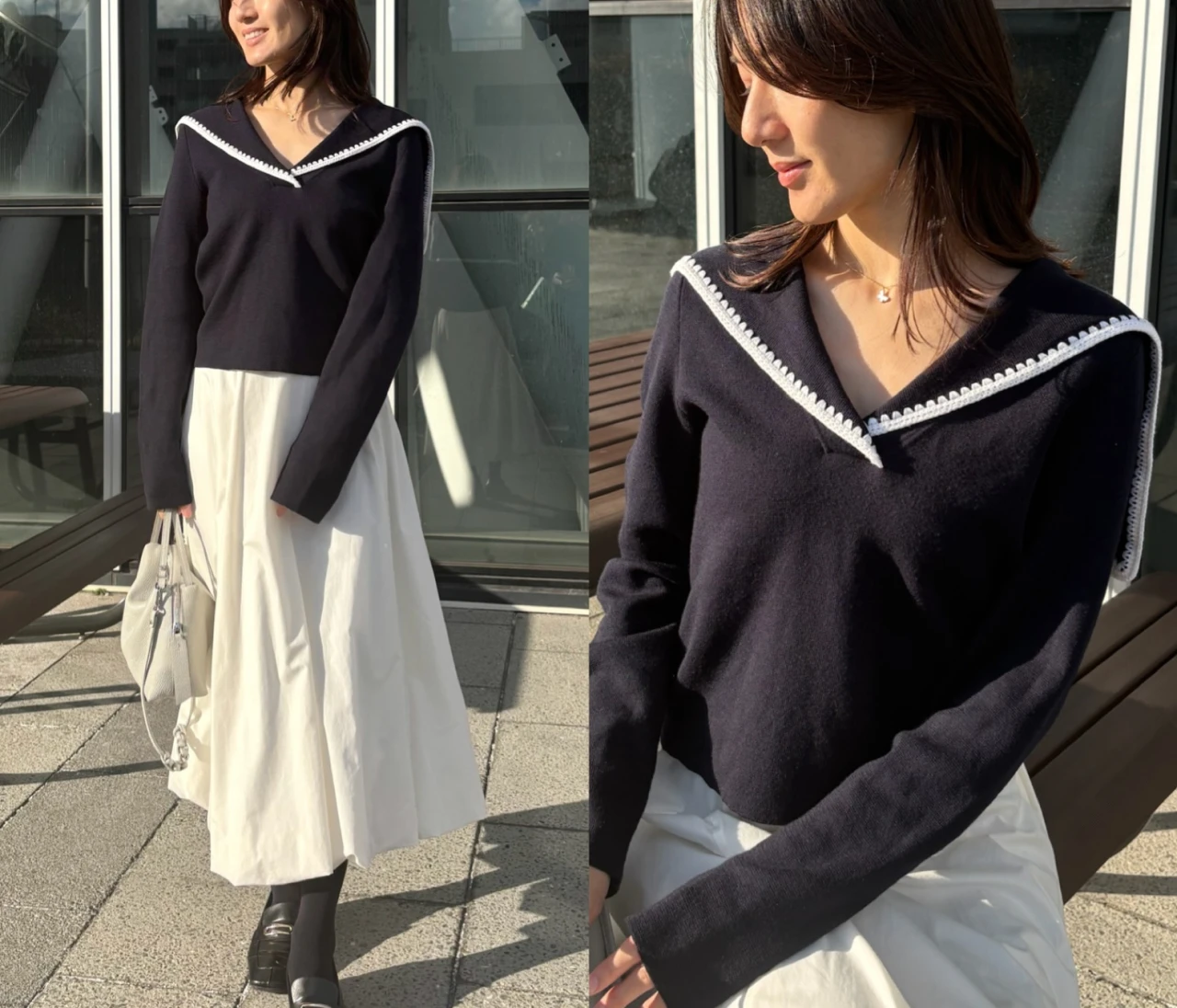 顔まわりが華やかに◎フランス発『Sézane』のセーラーニット