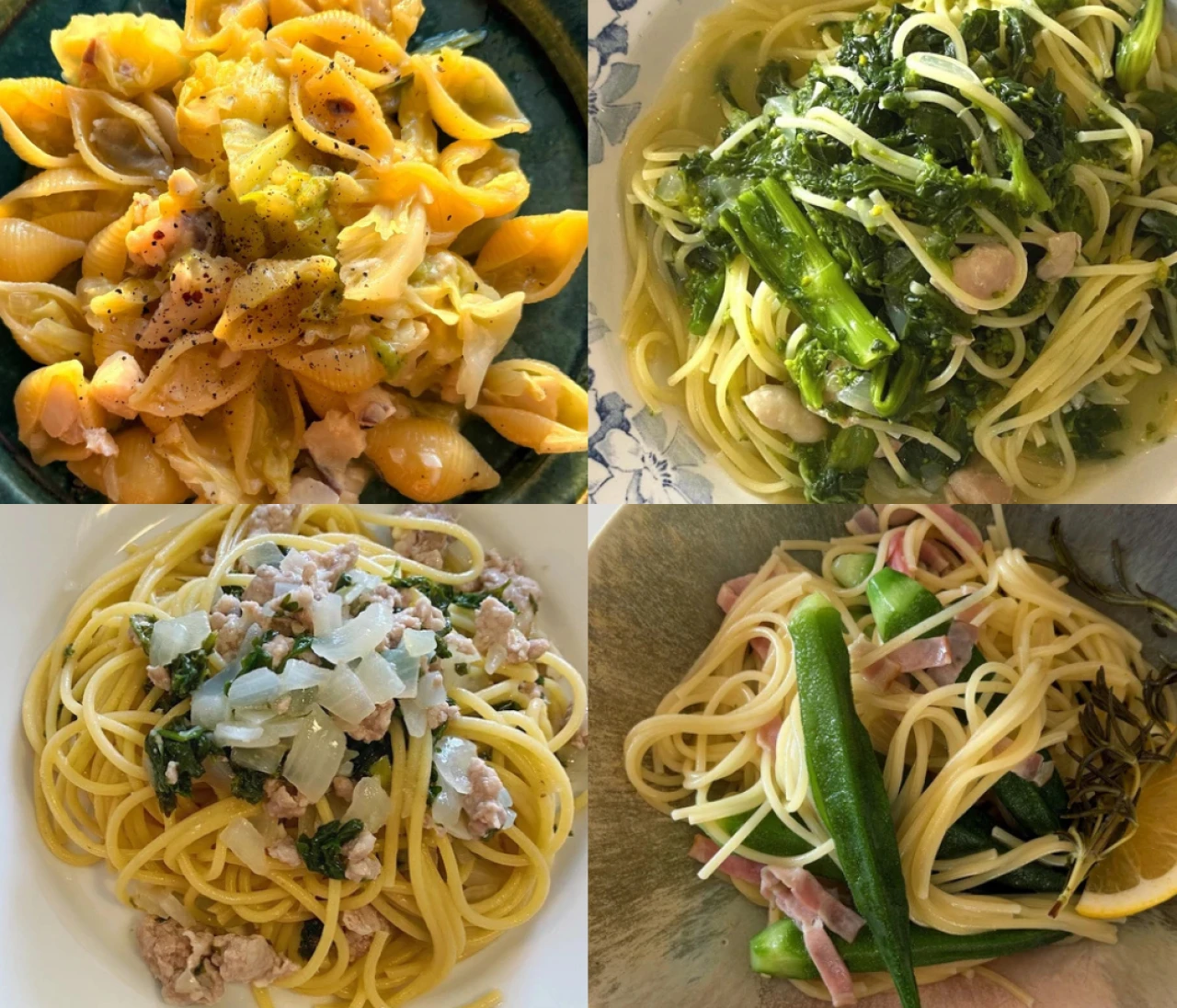 【長谷川あかりのご自愛ごはん】お手軽パスタレシピ5選。トマト、塩ミートソース、菜の花のパスタ。簡単なのに洒落てて美味しい！