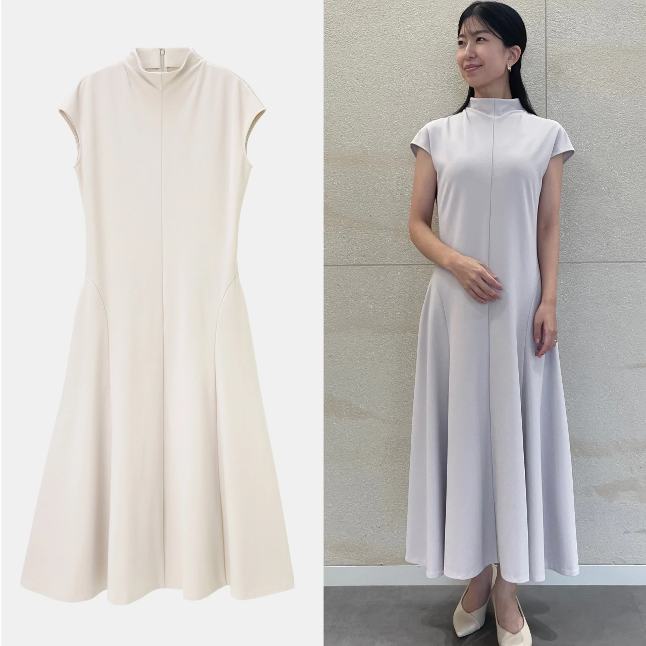 壇上で映える上品シルエット【PLST(プラステ)】の「アムンゼンジャージーワンピース」が登壇シーンに最適!|好印象が狙える“最旬”登壇服 Vol.5