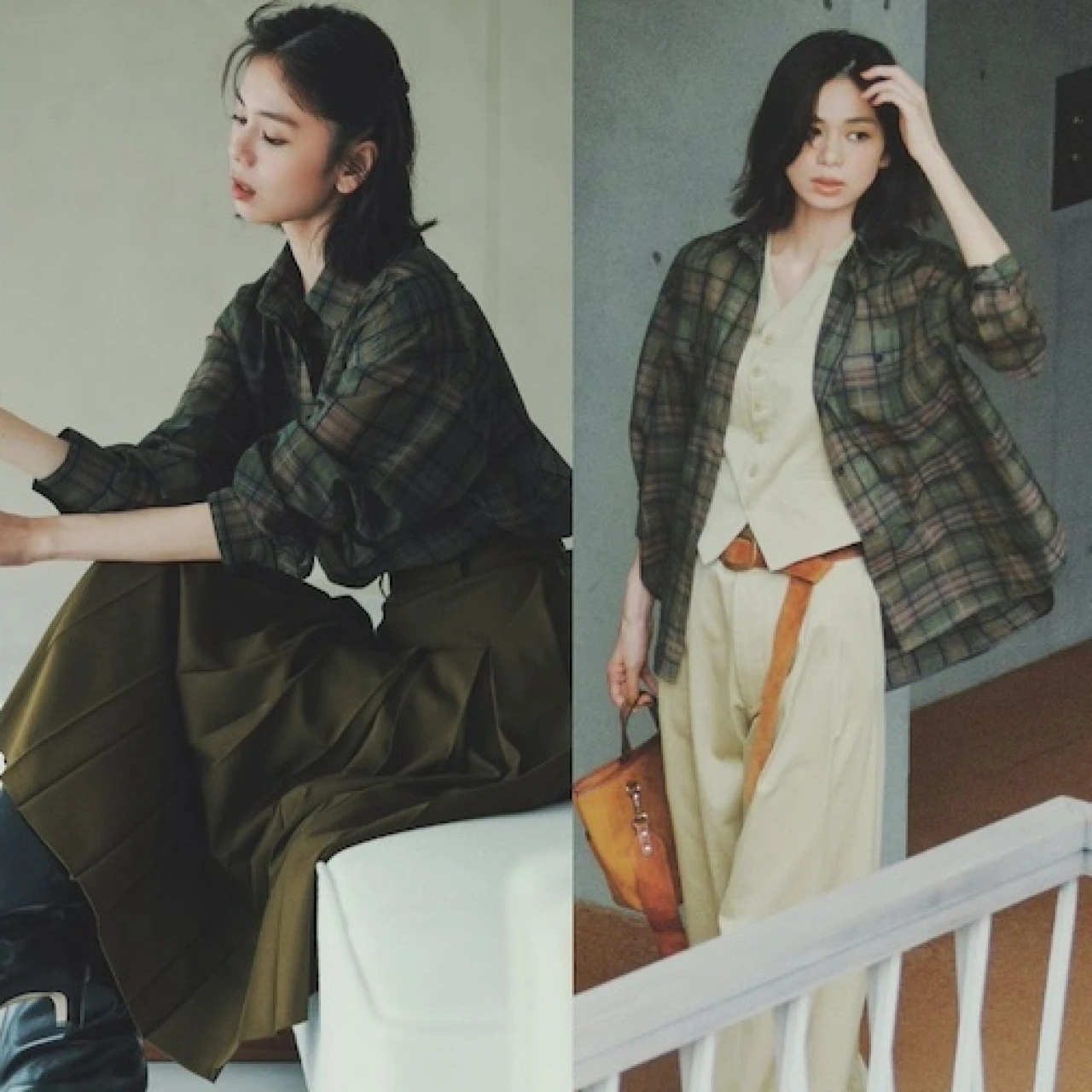 【トレンドシャツの9～11月着回しコーデ】チェックシャツは茶色ベースのオーバーシルエットが大人&今っぽい！